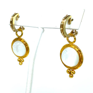 14K Large Man In The Moon Moonstone Earring Charms