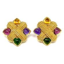 Load image into Gallery viewer, 18K Multi-Gemstone X Earrings