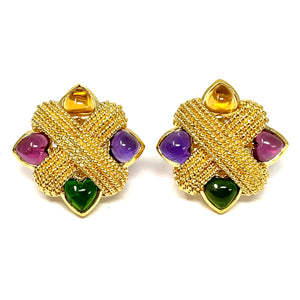 18K Multi-Gemstone X Earrings