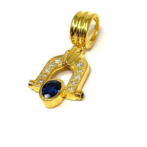 18K Sapphire And Diamond Pendant/Slide