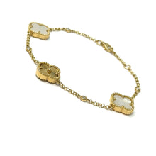 Load image into Gallery viewer, 14K Mother Of Pearl And Diamond Clover Bracelet