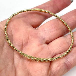 14K Beaded Diamond Bangle