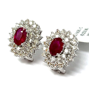 18k Diamond And Ruby Earrings