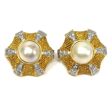 Load image into Gallery viewer, 14K Mabe Pearl And Diamond Earrings