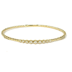 14K Beaded Diamond Bangle