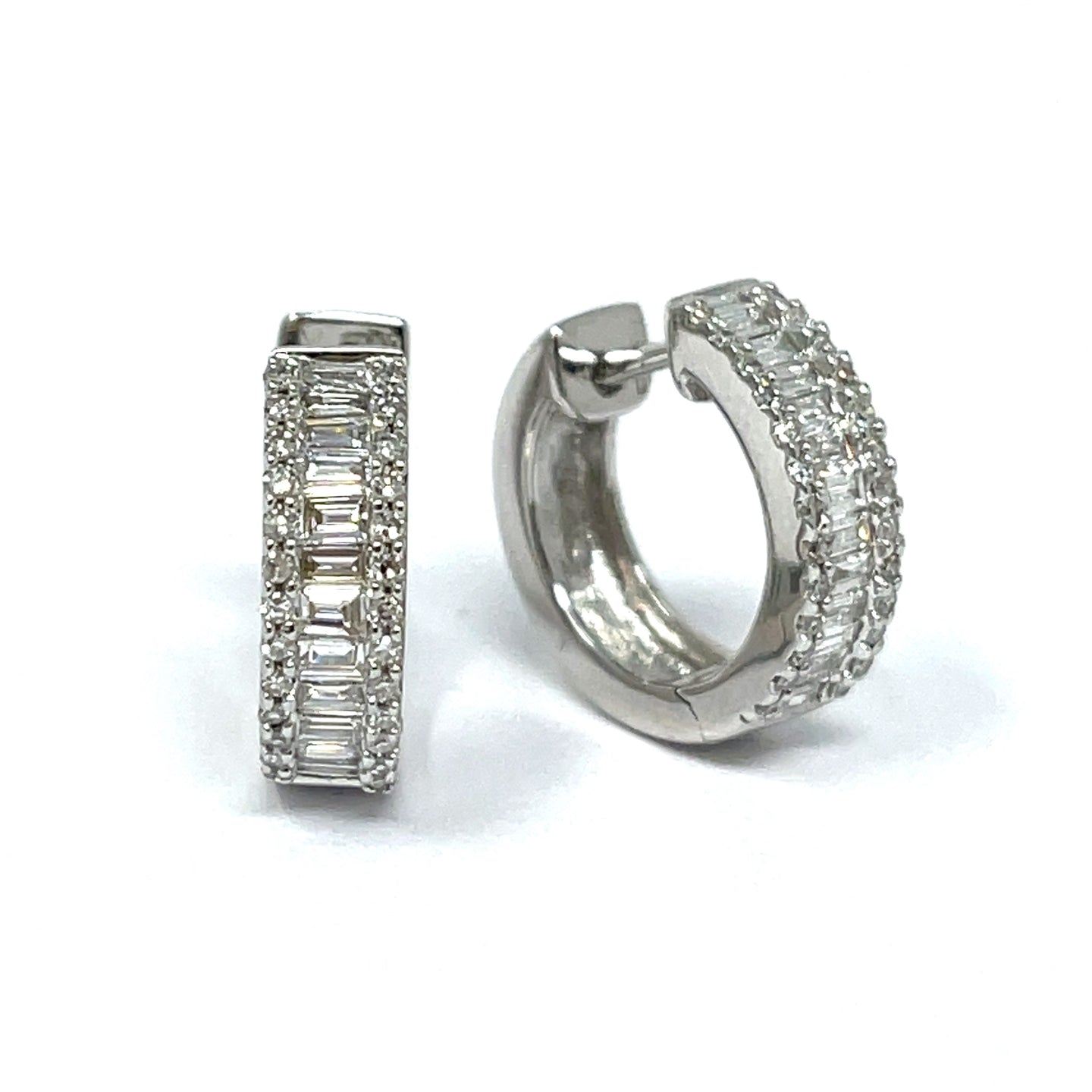 14K Effy Diamond Huggie Hoop Earrings