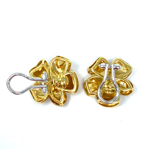 18k Brush Finish Flower Earrings