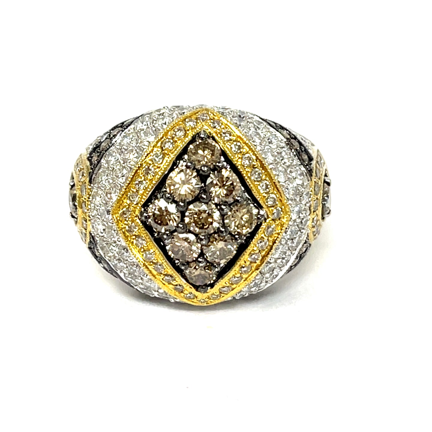 14K Champagne, Yellow And White Diamond Ring