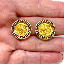 Load image into Gallery viewer, 14K Greek Key Coin Earrings