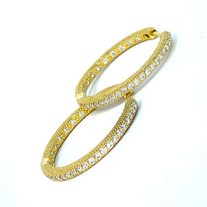 18K Jude Frances Medium Round Diamond Hoop Earrings MSRP $2930