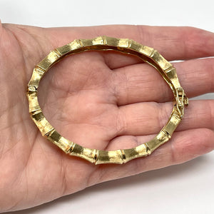 14K Yellow Gold Bamboo Motif Bangle Bracelet