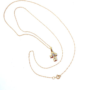 14K Dainty Diamond Cross Necklace