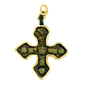 18K And Bronze Byzantine Era Cross