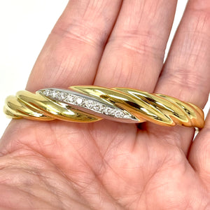 14K Diamond Twist Bangle Bracelet