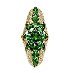 14K Tsavorite Garnet And Diamond Ring