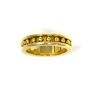 18K Elizabeth Locke Narrow Gold Granulated Stack Ring