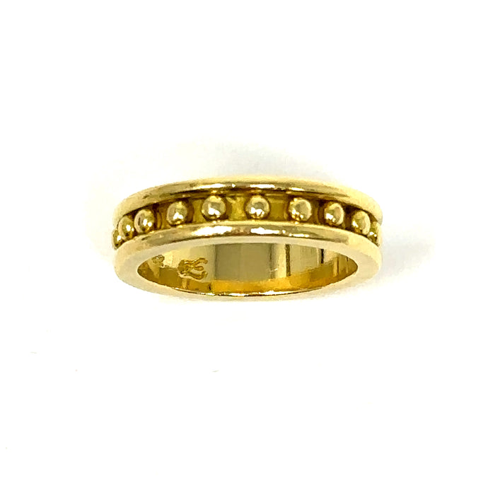 18K Elizabeth Locke Narrow Gold Granulated Stack Ring