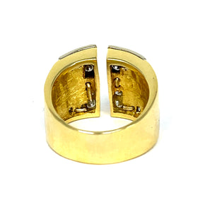 18K Diamond And Black Enamel Statement Ring