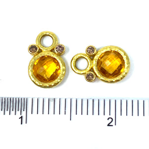 19K Elizabeth Locke Citrine And Diamond Earring Charms