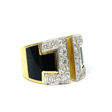 Load image into Gallery viewer, 18K Diamond And Black Enamel Statement Ring