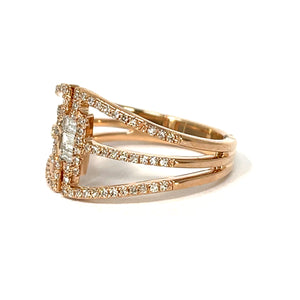 10K Rose Gold Diamond Trendy Ring