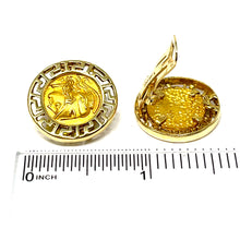 Load image into Gallery viewer, 14K Greek Key Coin Earrings