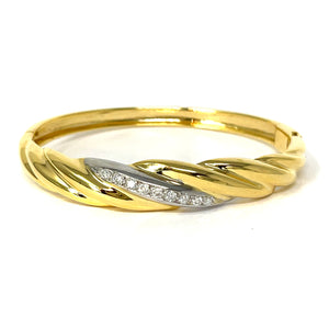 14K Diamond Twist Bangle Bracelet