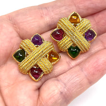 Load image into Gallery viewer, 18K Multi-Gemstone X Earrings