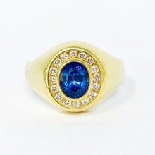 Load image into Gallery viewer, 14K Mens Sapphire And Diamond Ring