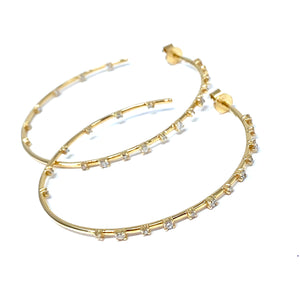 14K Large Diamond Hoop Earrings