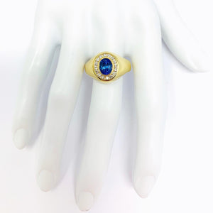 14K Mens Sapphire And Diamond Ring