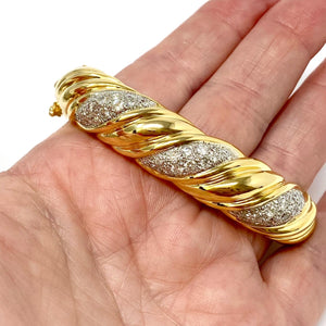 14K Fluted Diamond Bangle