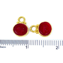 Load image into Gallery viewer, 19K Elizabeth Locke Crimson Venetian Glass Intaglio “Stalking Lion” Earring Charms