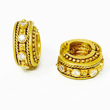 Load image into Gallery viewer, 14K Designer Style Diamond Huggie Earrings