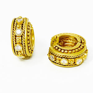 14K Designer Style Diamond Huggie Earrings