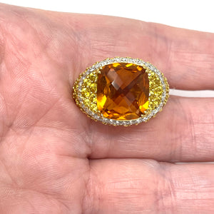 18k Citrine, Yellow Sapphire And Diamond Ring