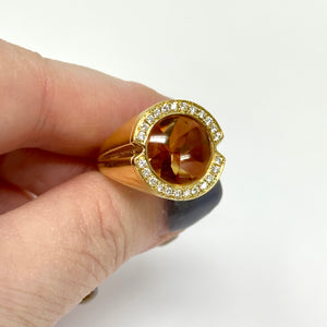 18K Movado Citrine And Diamond Ring