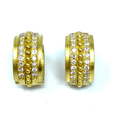 Load image into Gallery viewer, 18K Diamond Beaded Hoop Earrings