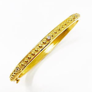 14k Diamond Beaded Bangle