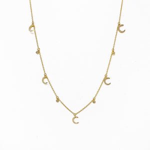 14k Diamond Crescent Moon Necklace/Choker