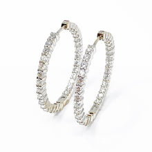 Load image into Gallery viewer, 18K Roberto Coin 2.84 Tcw Diamond Inside Out Hoop Earrings MSRP $6980