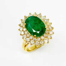 Load image into Gallery viewer, 14K Emerald And Diamond Ring