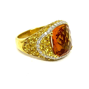 18k Citrine, Yellow Sapphire And Diamond Ring