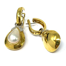 Load image into Gallery viewer, 18K Diamond And Mabe Pearl Drop Earrings