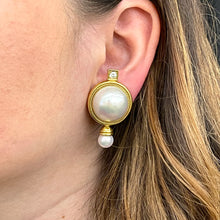 Load image into Gallery viewer, 18K Mabe Pearl And Diamond Earrings