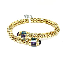 Load image into Gallery viewer, 14K Amethyst And Blue Topaz Bypass Bangle