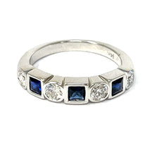 Load image into Gallery viewer, 14K White Gold Sapphire And Diamond Band