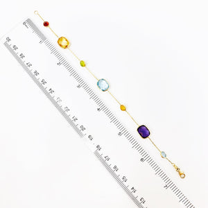 14K Cushion Cut Multi Gemstone Bracelet