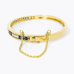 14K Sapphire And Diamond Bangle