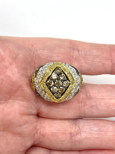 14K Champagne, Yellow And White Diamond Ring